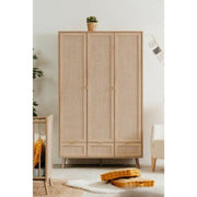 Armoire Bali 60B avec 3 portes et 3 tiroirs effet cannage
