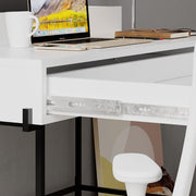 Bureau Leila blanc avec détails anthracite et tiroir H 101 x P 60 x L 110 cm