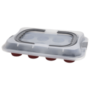 Moule à Muffins 12 Coupes Cm 6 avec Couvercle Acier Carbone Rouge