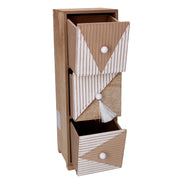 Récipient brun rectangulaire en bois à 3 tiroirs 11,5x11,5h34 cm