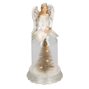 Ange cloche en verre résine blanc avec pin cmø12h24