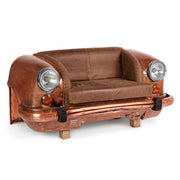 Canapé ambassadeur en cuir marron 159x65x75h cm