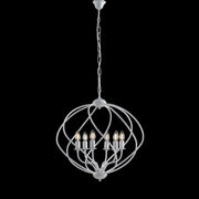 Lustre déco suspension en fer Blanc Argent six lumières 57x h57 cm