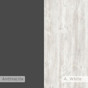 Meuble TV Klappe anthracite avec portes blanches vintage et deux étagères 56,50x125,50x33 cm
