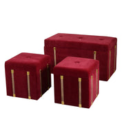 Lot de 2 malles en velours bordeaux