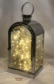 Lanterne led métal noir cm20,2x15,2h38,5-46