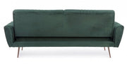 Canapé convertible 3 places JOHNNY en velours vert foncé 210x83x h85 cm