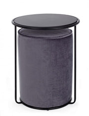 Ensemble combiné table basse-pouf moderne gris foncé Annika