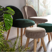 Tabouret Adeline en bois effet velours gris tourterelle