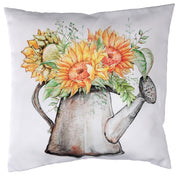 Coussin en tissu avec des tournesols blancs cm43x43