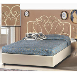 Lit double avec tête de fer et récipient en ivoire 172x202xh.140 cm