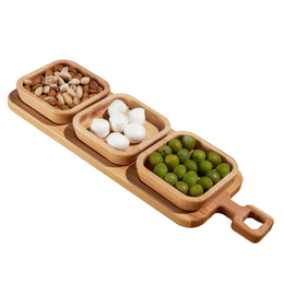 Planche à découper avec manche en bois de hêtre avec 3 plateaux