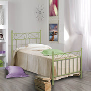 Lit simple en fer avec pied de lit Vert TEVERE 92x208x h117 cm