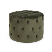 Pouf vintage en velours vert cm 60 x 42 h