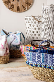 Lanterne en bois hexagonale blanche 60h cm