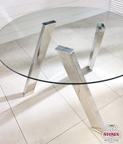 Table fixe en verre trempé transparent 120x75h cm
