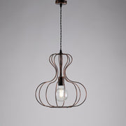 Lampe à suspension industrielle en fer noir et cuivre urbain 35x h40 cm