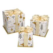 Boîte en carton 1-3 carré or blanc cm14x14h12,5