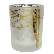 Bougeoir en verre décoré or Ø10 x H 12,5 cm