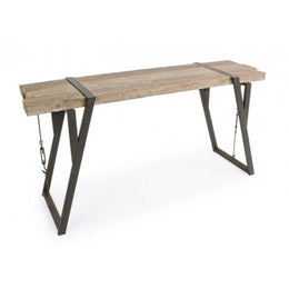 Console en acier avec plateau en bois BLOCKS 153x44 h76 cm