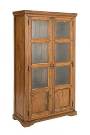 Vitrine 2 portes marron en bois de style rustique
