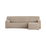Housse de canapé élastique Troya péninsule droite beige accoudoir court 250/310