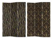 Paravent imprimé 3 panneaux noir décor orocm 120,6x2,5xh180,6x2,5xh180