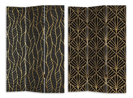 Paravent imprimé 3 panneaux noir décor orocm 120,6x2,5xh180,6x2,5xh180