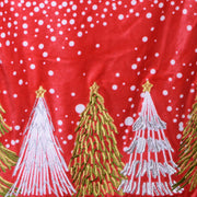 Chemin de table en tissu rouge avec des arbres cm32x182x0,5