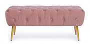 Banc de meuble pouf rose avec pieds 103 x46x40h cm