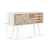 Buffet 2 portes 2 tiroirs Eloise en bois naturel 80h cm