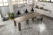 Console extensible anti-rayures en mdf laqué gris tourterelle 90x42,5/302,5x76h cm