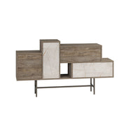 Buffet Hermes couleur café foncé avec portes et tiroirs effet marbre 160 cm
