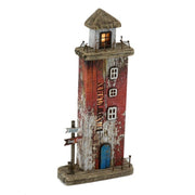 Décoration de la mer Phare en bois rouge avec LED cm 16x6,5x34h