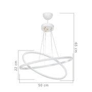 Lampe à suspension Muso deux anneaux blancs Led MDL4438