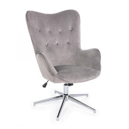 Fauteuil contemporain Farida en velours gris