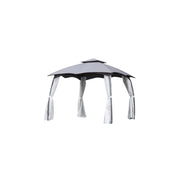 Gazebo Louisiana en acier 3x3 m avec double toit et rideaux latéraux en polyester