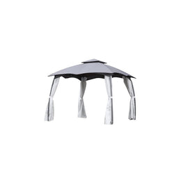 Gazebo Louisiana en acier 3x3 m avec double toit et rideaux latéraux en polyester