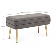 Banc conteneur gris foncé avec pieds 79,5 x37,5x42h cm