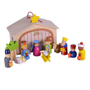 Crèche en bois 13pcs avec exposant cm23,5x12,8h15,5
