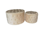 Pouf velours crème 1-2 cm ø70h42