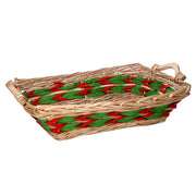 Panier rectangulaire en osier naturel vert rouge cm53x38h13