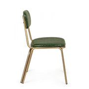 Chaise moderne Addy en acier recouvert de couleur rétro vert foncé