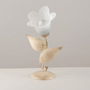 Lampe à poser en fer Ivoire Or une lumière Albâtre Verre blanc 19x h36 cm