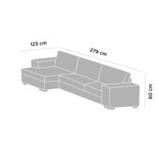 Canapé avec péninsule réversible en bois et tissu GINEPRO Gris 279x123x h60 cm