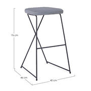 Tabouret de bar en acier et velours Gris KINSLEY 40x46 h76 cm