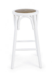 Tabouret de bar blanc en bois naturel de style rustique Ø40a - 73h