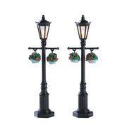 Ensemble de 2 anciens lampadaires anglais Lemax - Pour village de Noël