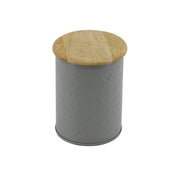 Pot en métal avec bouchon en bois gris cmø10h14