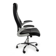Fauteuil de bureau directionnel en éco-cuir noir Camberra avec accoudoirs